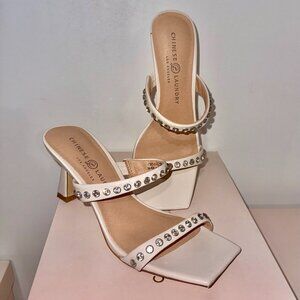 Chinese Laundry Yoyo Studded Heels – White